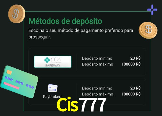 O cassino Cis777 oferece uma grande variedade de métodos de pagamento